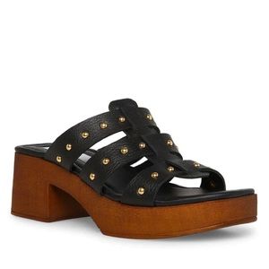 NWT Steve Madden FIONA BLACK LEATHER Sandals